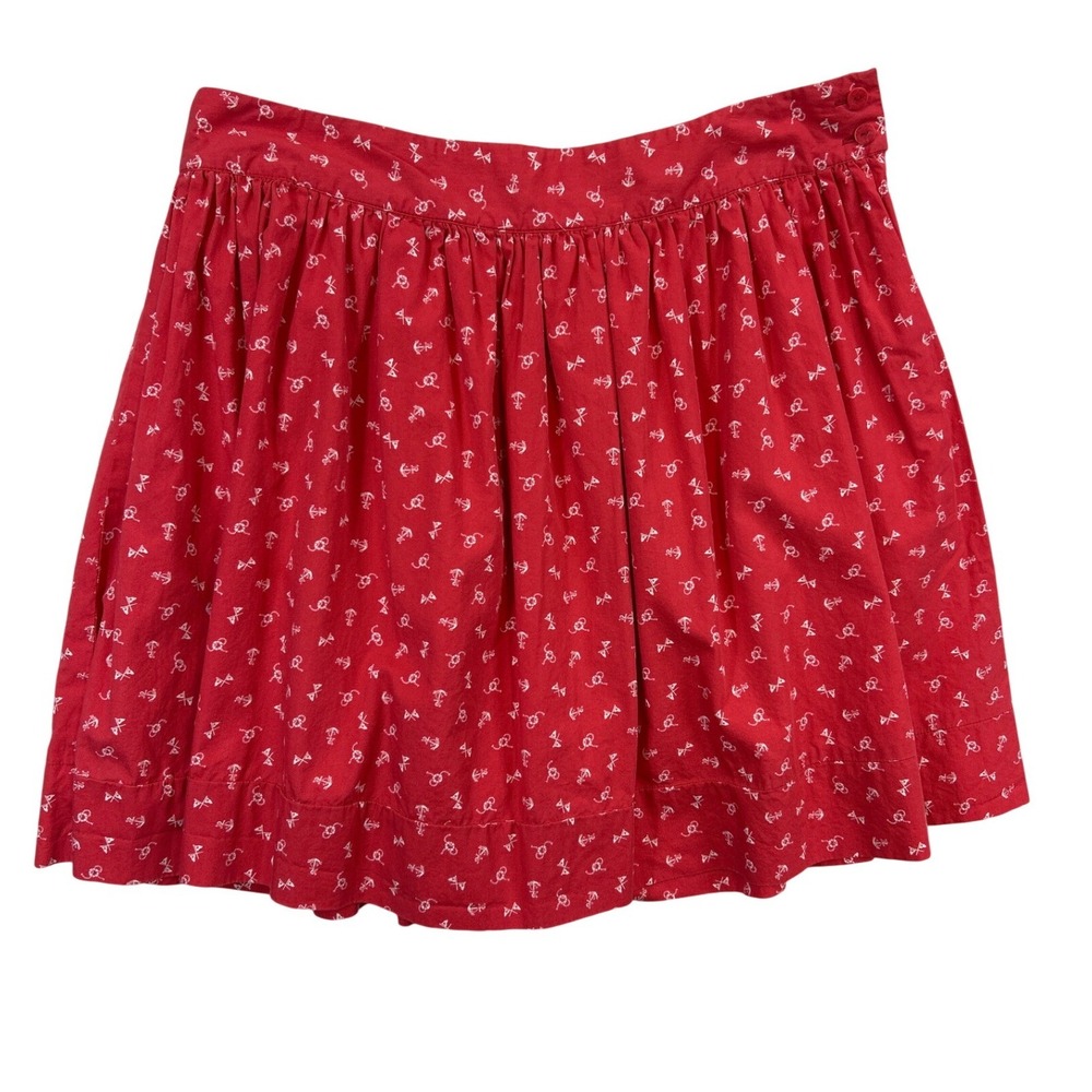 Vineyard Vines Skirt Womens 10 Red Anchor Print Cotton A-Line Side Zip